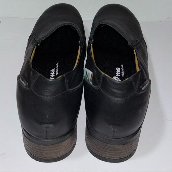 Mellow Walk Vanessa Slip On Shoes Steel Toe Heeled Woman's size 8 Black Leather - Picture 13 of 16